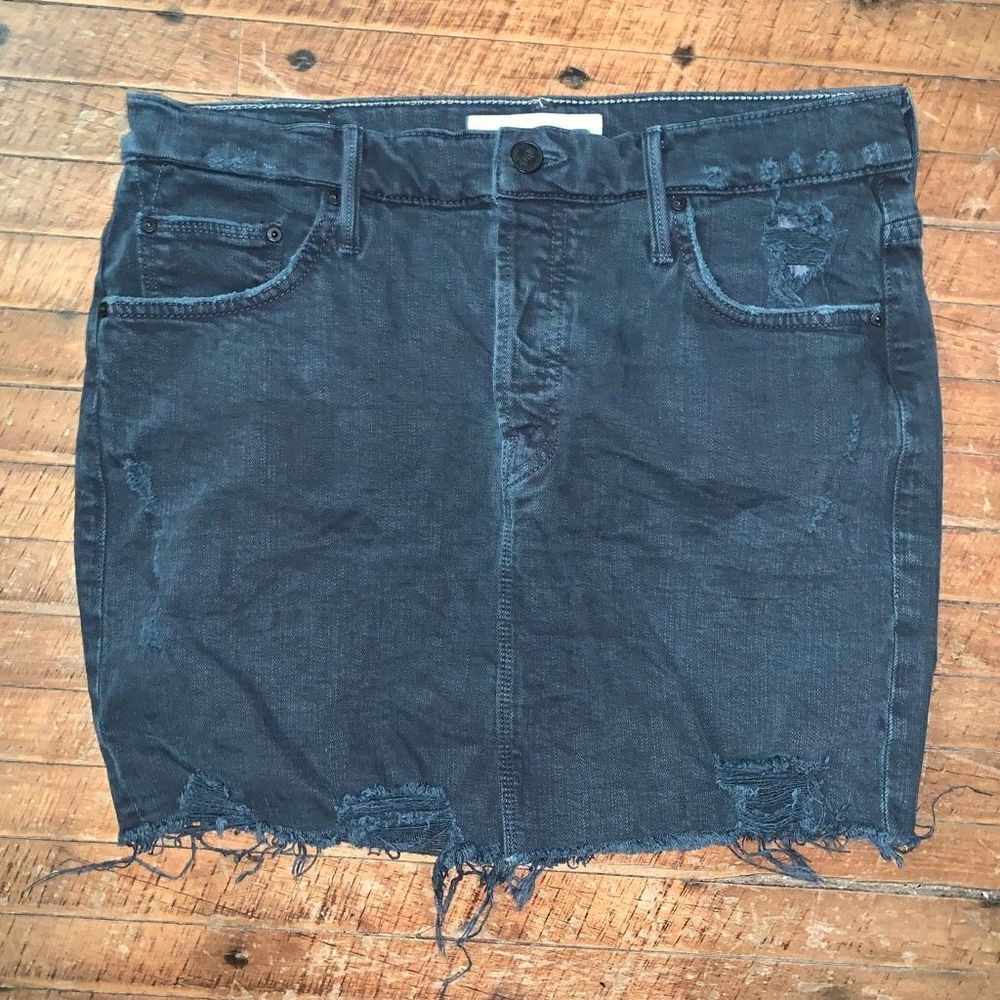 Mother distressed frayed washed black size 27 mini skirt